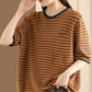Women Summer Stripe Casaul Knitted Pullover Shirt