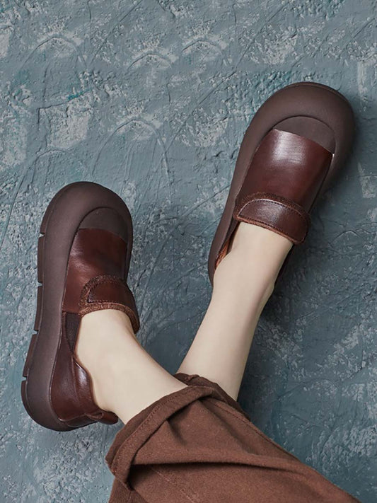 Women Autumn Stylish Genuine Leather Platform Shoes