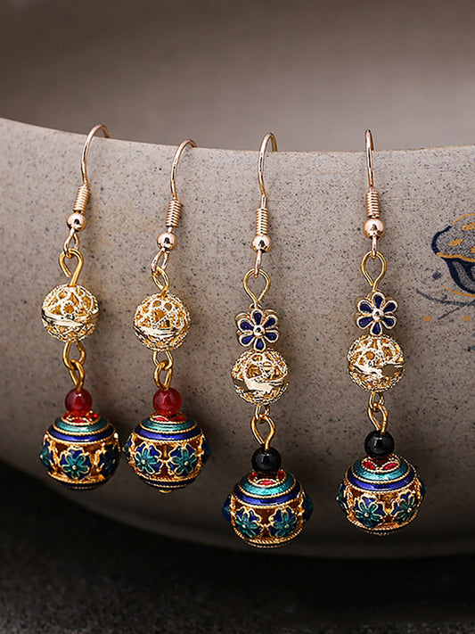 Women Ethnic S925Sliver Cloisonne Earrings