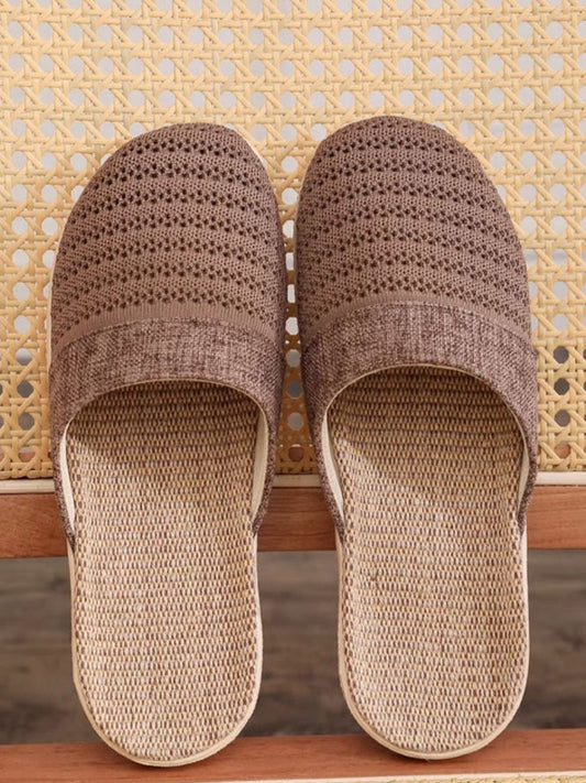 Couple Ethnic Linen Straw Knitted Indoor Slippers