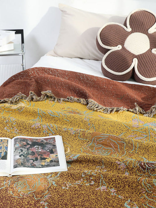 Cotton Queen Bedcover Flower Tassel Sofa Blanket