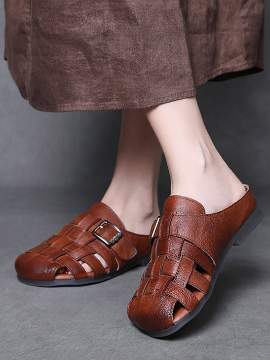 Women Vintage Summer Leather Weave Sandals