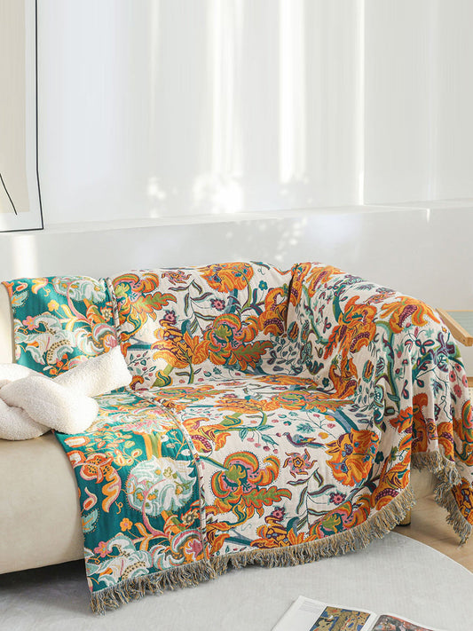Cotton Queen Bedcover Flower Tassel Sofa Blanket