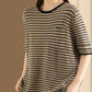 Women Summer Stripe Casaul Knitted Pullover Shirt