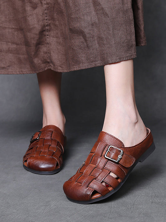 Women Vintage Summer Leather Weave Sandals