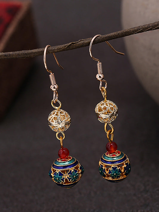 Women Ethnic S925Sliver Cloisonne Earrings