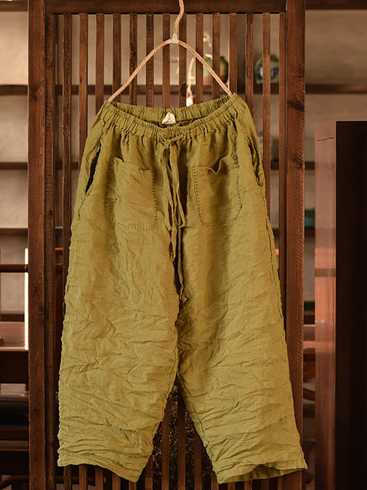 Women Summer Vintage Ramie Harem Pants