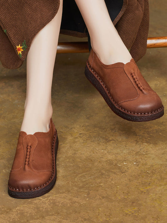 Women Vintage Soft Genuine Leather Flat Shoes
