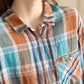 Women Vintage Plaid Summer Ramie Button-up Shirt