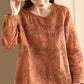 Women Ethnic Flower Embroidery Ramie Blouse