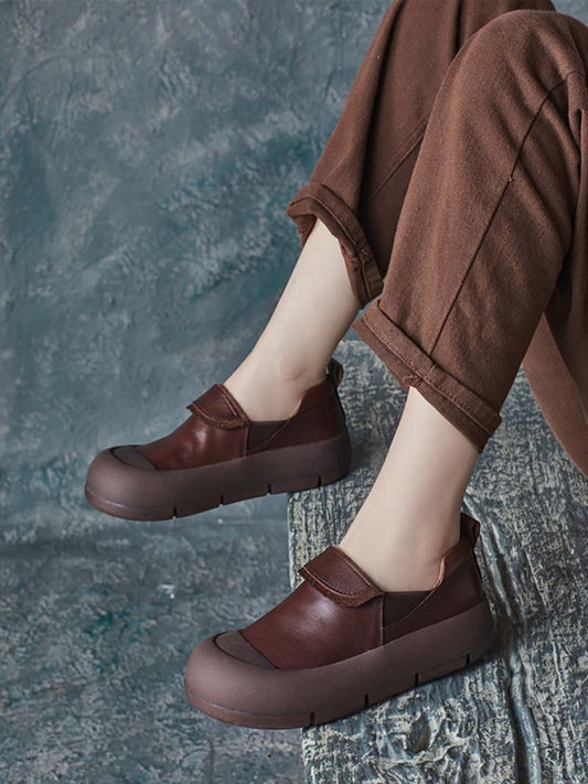 Women Autumn Stylish Genuine Leather Platform Shoes