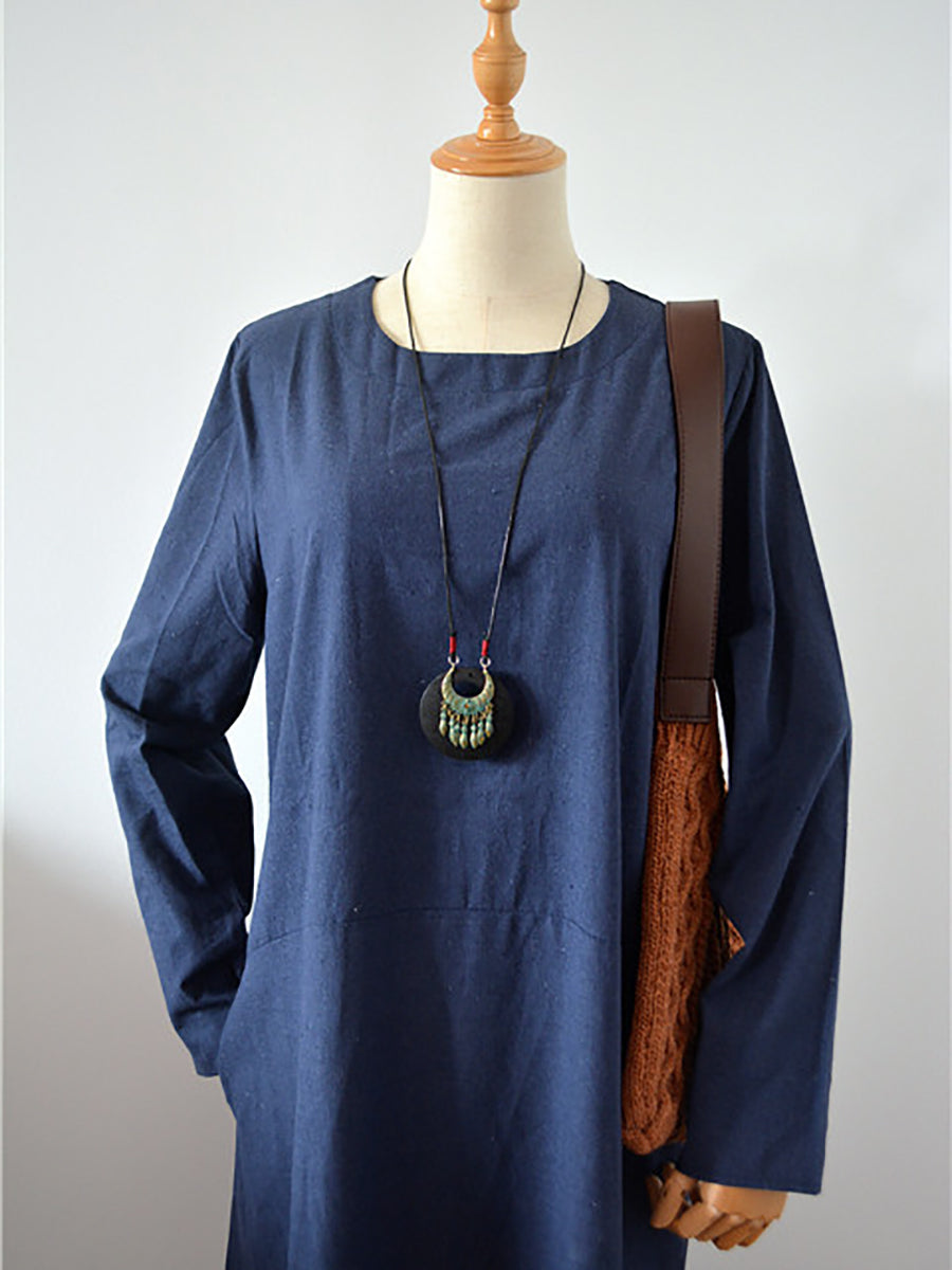Women Ethnic Alloy Tassel Wooden Sweater Necklace
