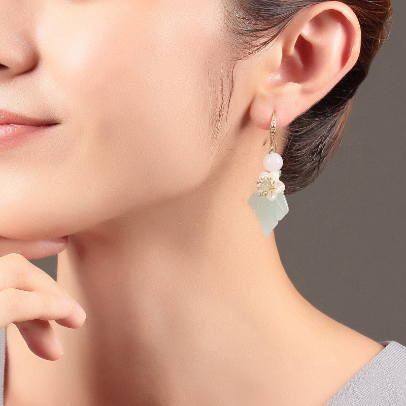 Antique Versatile Glass Shell Flower Pendant Earrings