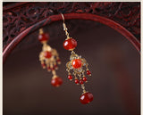 Ethnic Style Agate Retro Long Tassel Temperament Earrings