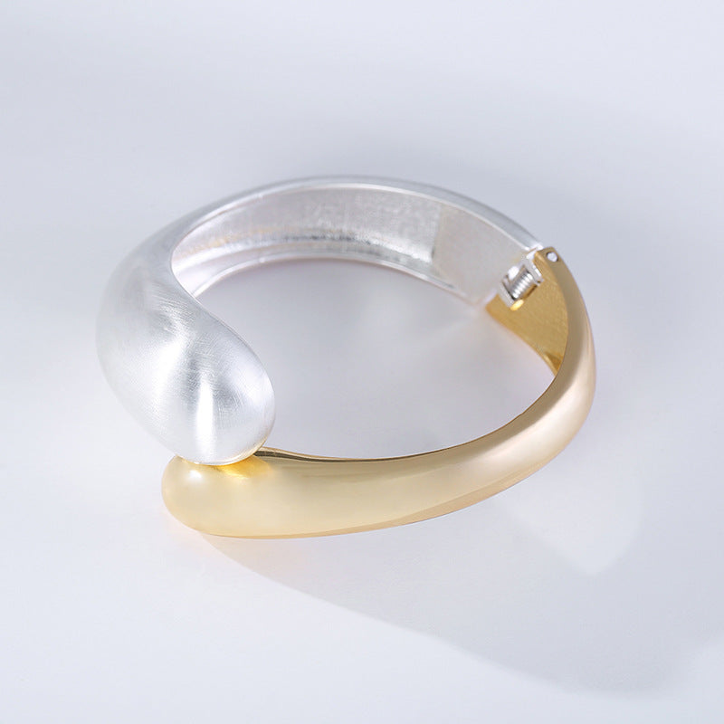 Trendy Panel Open Gold Plated Spring Bracelet