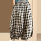 Women Casual Plaid Spliced Loose Bloomers