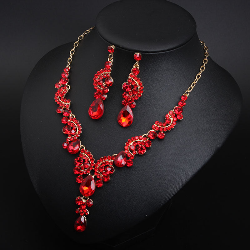 Light Luxury Crystal Simple Gemstone Necklace And Earrings Set