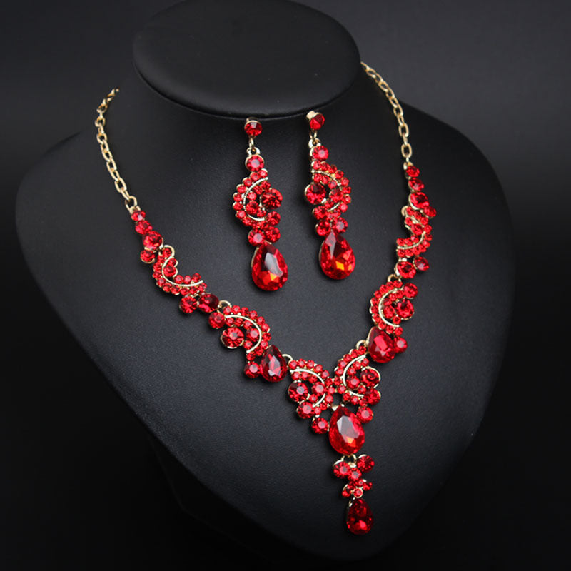 Light Luxury Crystal Simple Gemstone Necklace And Earrings Set
