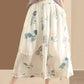 Women Artsy Summer Flower Ramie A-shape Skirt