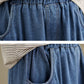 Women Vintage Summer Butterfly Spliced Wide-leg Denim Pants