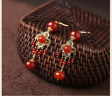 Ethnic Style Agate Retro Long Tassel Temperament Earrings