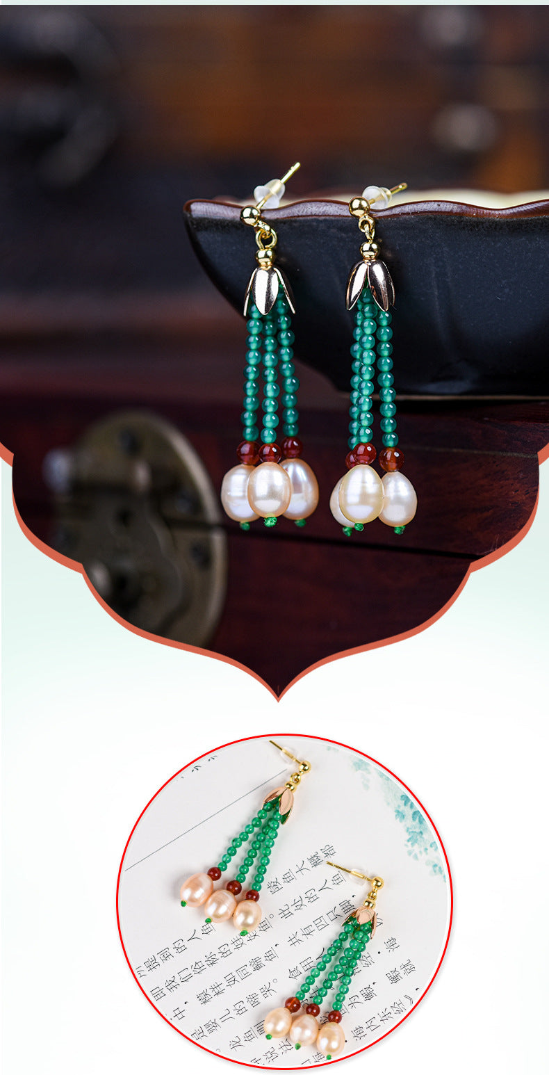 Tassel Long Retro Earrings Antique Style Pearl Earrings