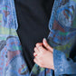 Women Artsy Patchwork V-neck Button-Up Denim Coat