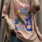 Women Spring Flower Print Vintage Cotton Loose Shirt