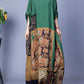 Women Spring Spliced Vintage Maxi Dress