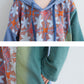 Women Artsy Flower Spliced Spring Hooded Sweatshirt