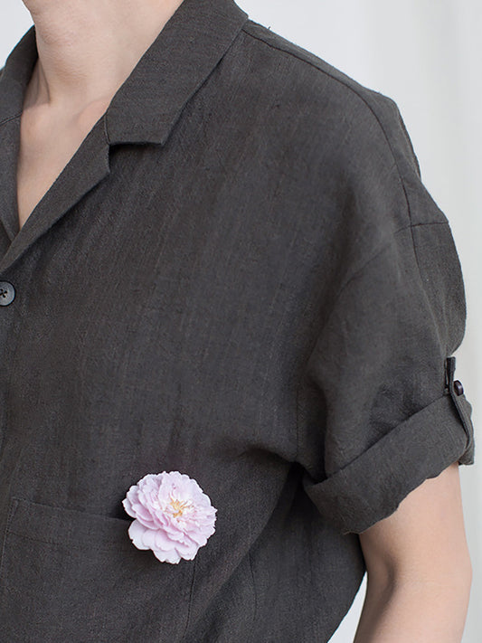 Women Summer Vintage Pure Color Linen Jumpsuits
