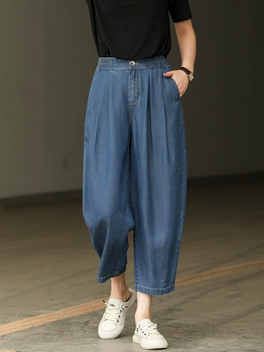 Women Summer Casual Pure Color Thin Harem Pants