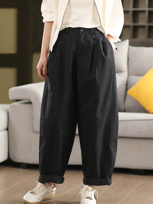 Women Summer Pure Color 100%Cotton Harem Pants