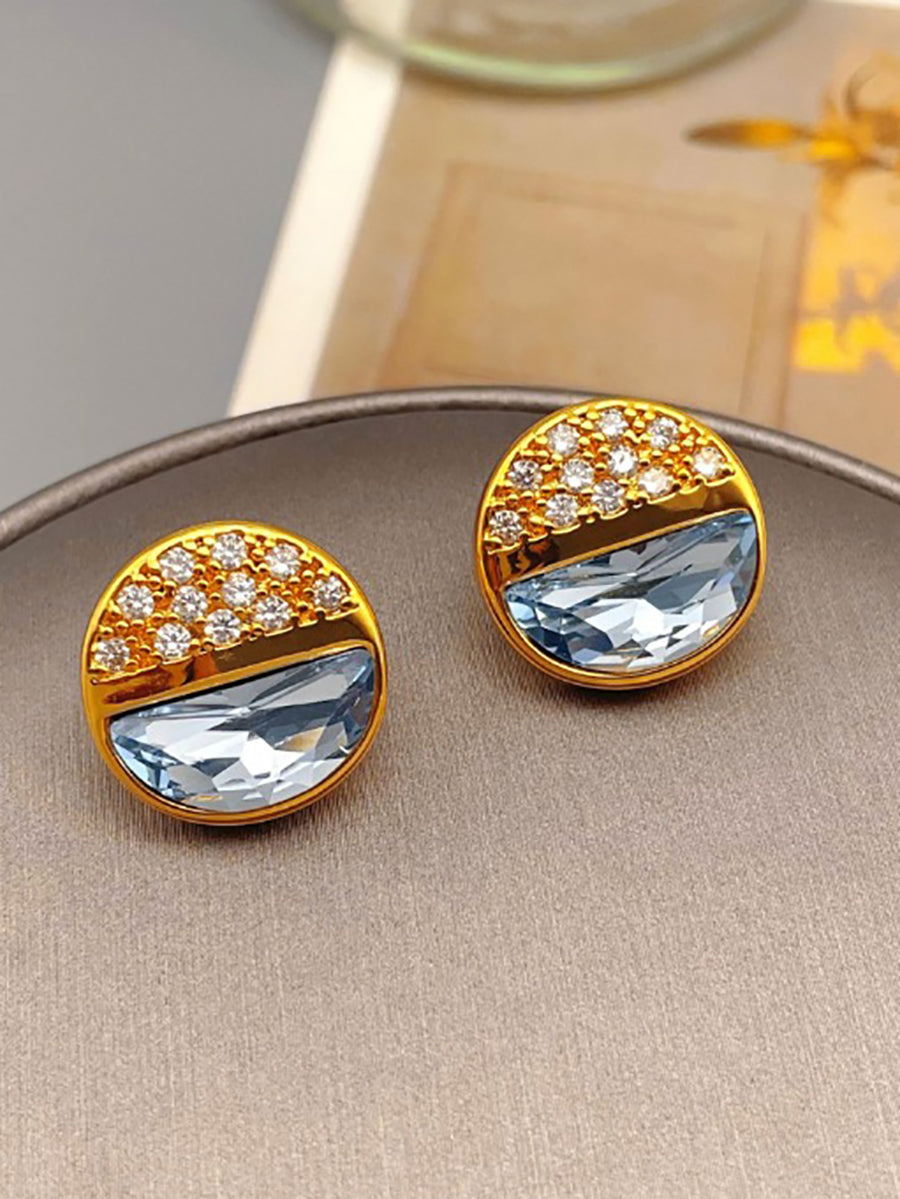 Ethnic Sliver Geometric Brass Enamel Glaze Earrings