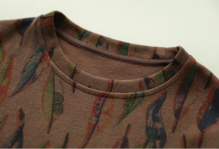 Vintage Cotton Floral Patchwork Round Neck T-Shirt