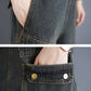 Women Vintage Solid Dissymmetry Pocket Denim Jumpsuits