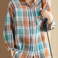 Women Vintage Plaid Summer Ramie Button-up Shirt