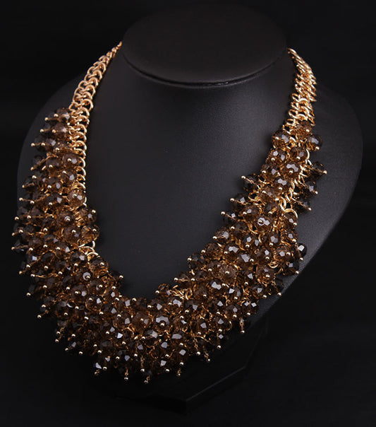 Fully Handmade Crystal Glass Multi-Layer Heavy Industry Necklace