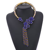 Vintage Tassel Luxury Full Diamond Flower Necklace