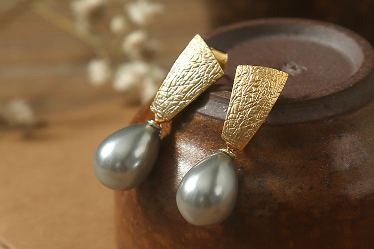 Geometric Simple Bead Pearl Earrings