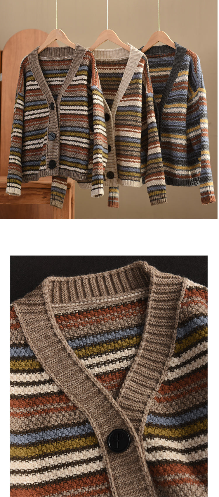 Vintage Heavy Industry Jacquard Knit Warm Sweater Jacket
