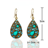 Creative Water Drop Gemstone Diamond Ethnic Style Earrings