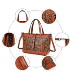 Vintage Top Layer Cowhide Vegetable Tanned Leather Hand Carved Bag