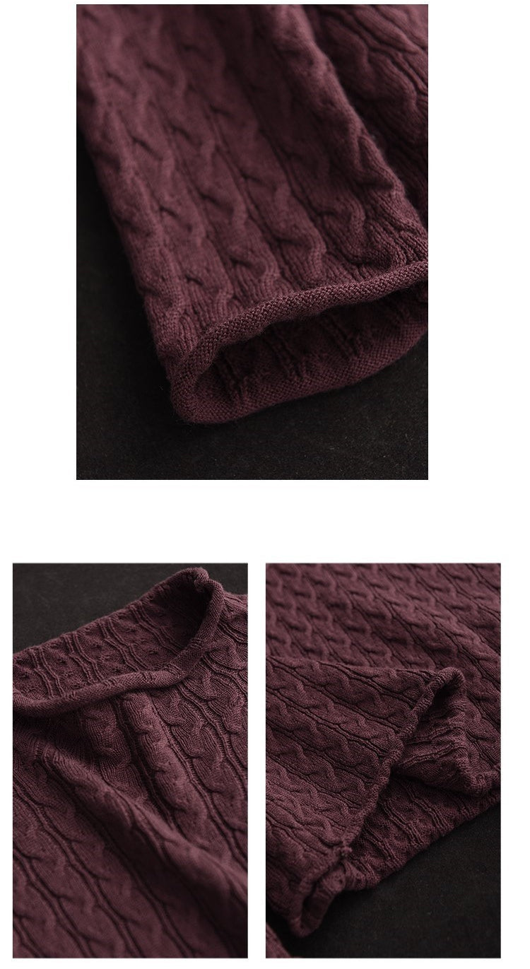 Knitted Cotton Pullover Half Turtleneck Bottoming Sweater