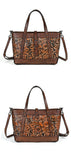 Vintage Top Layer Cowhide Vegetable Tanned Leather Hand Carved Bag