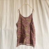 Printed Ramie Outerwear With Suspenders Loose Literary Retro Vest