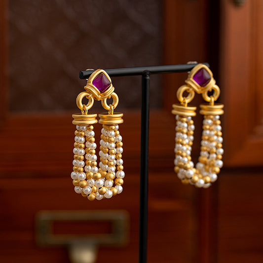 Boucles d'oreilles à pampilles en perles, niche, mode, Design créatif, sens
