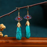 Vintage Literary Imitation Turquoise Antique Earrings