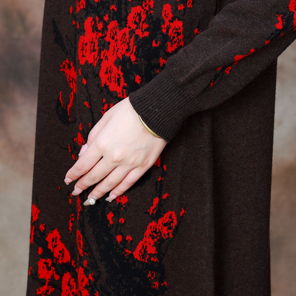 Robe ajustée imprimée en tricot d'automne et d'hiver