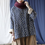 Artistic Retro Round Neck Loose Bat Sleeve Button Jacket